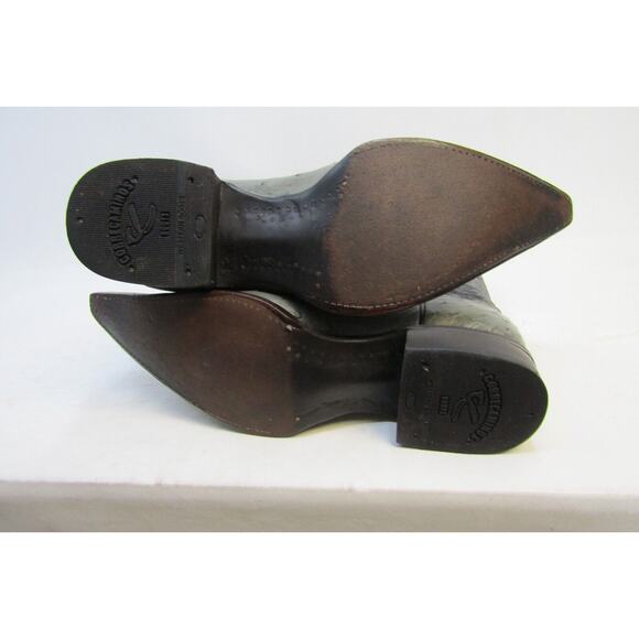 Correcaminos Mens Size 9 Black Leather Gray Smooth Ostrich Cowboy Boots
